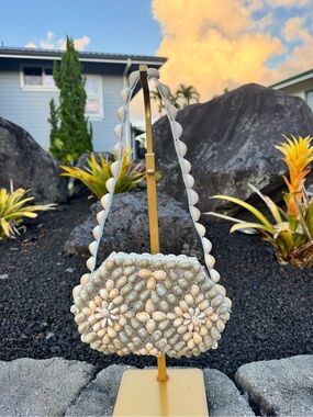 Handmade Cowrie Shell Shoulder Bag Beach Boho Coastal Purse